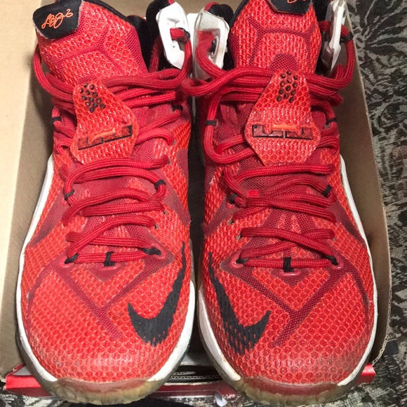 heart of a lion lebron 12s size 8.5 red | white - Picture 3 of 7